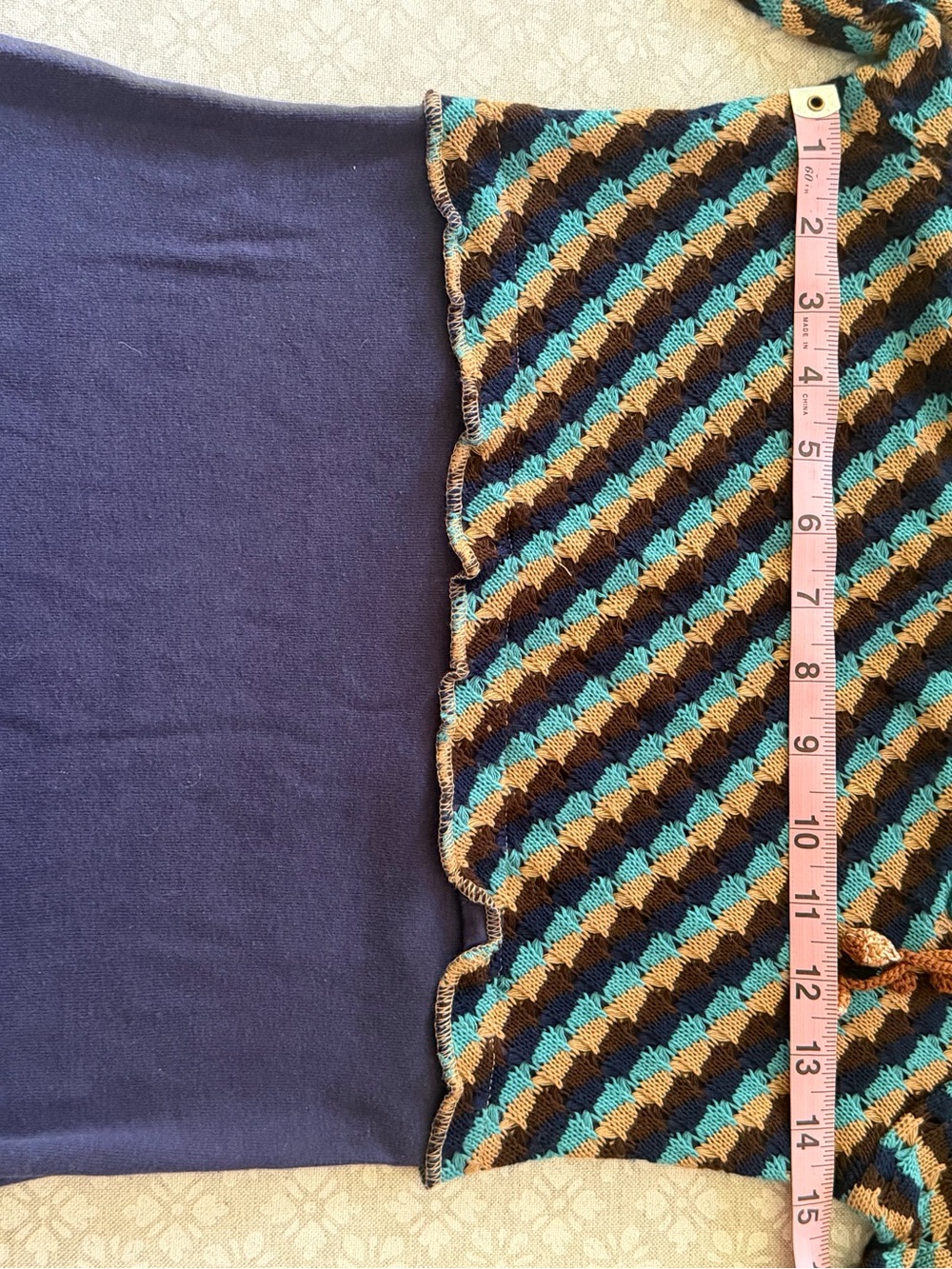 Anthropologie Blue/Brown Diagonal Stripe Crochet Knit Top, L (NWT) — Runs Small - Picture 8 of 9